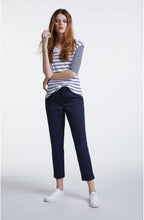 Navy & White Striped Knit Top