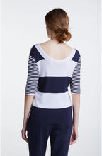 Navy & White Striped Knit Top