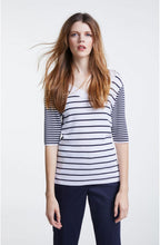 Navy & White Striped Knit Top