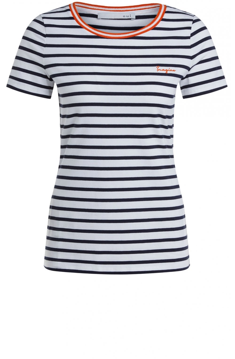 Navy & White Striped T Shirt