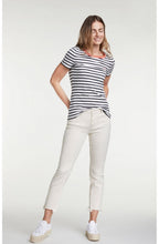 Navy & White Striped T Shirt