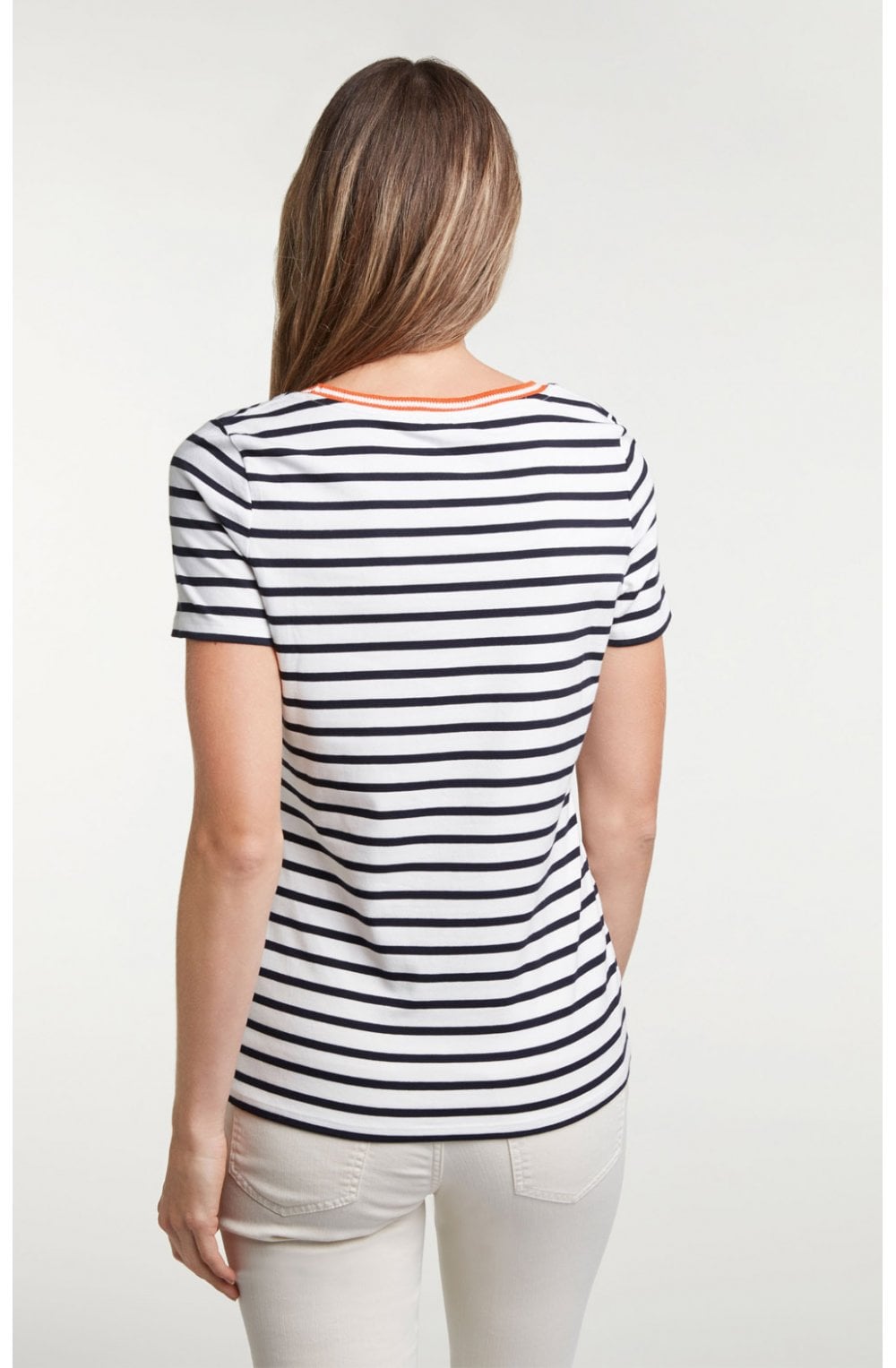 Navy & White Striped T Shirt