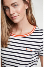 Navy & White Striped T Shirt