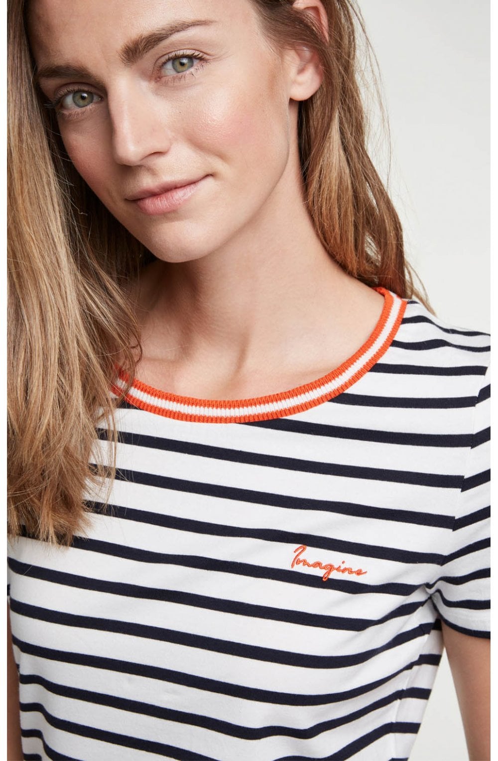Navy & White Striped T Shirt