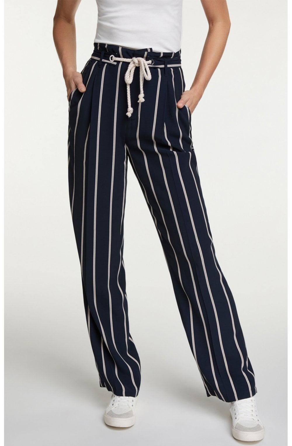 Navy Wide Leg Trousers