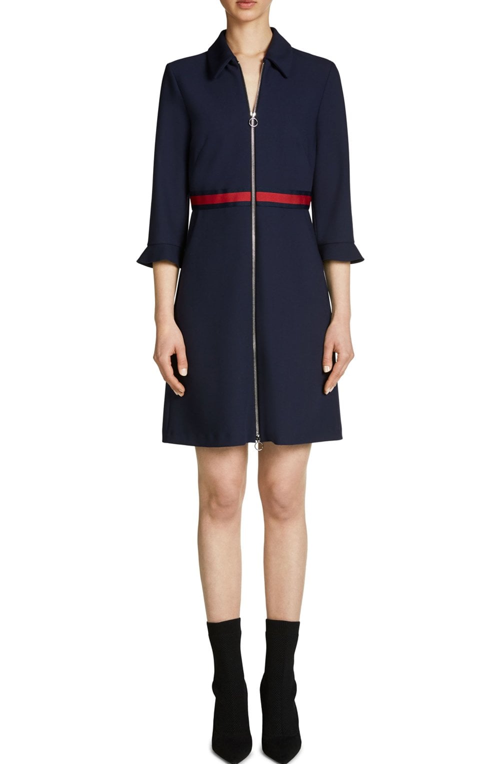 Navy Zip Front Dress