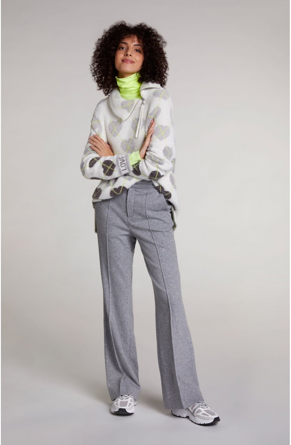 Neon Jersey Polo Neck Top