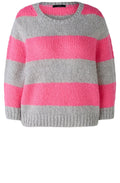 Neon Pink and Grey Wool and Mohair Jumper