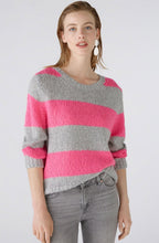 Neon Pink and Grey Wool and Mohair Jumper
