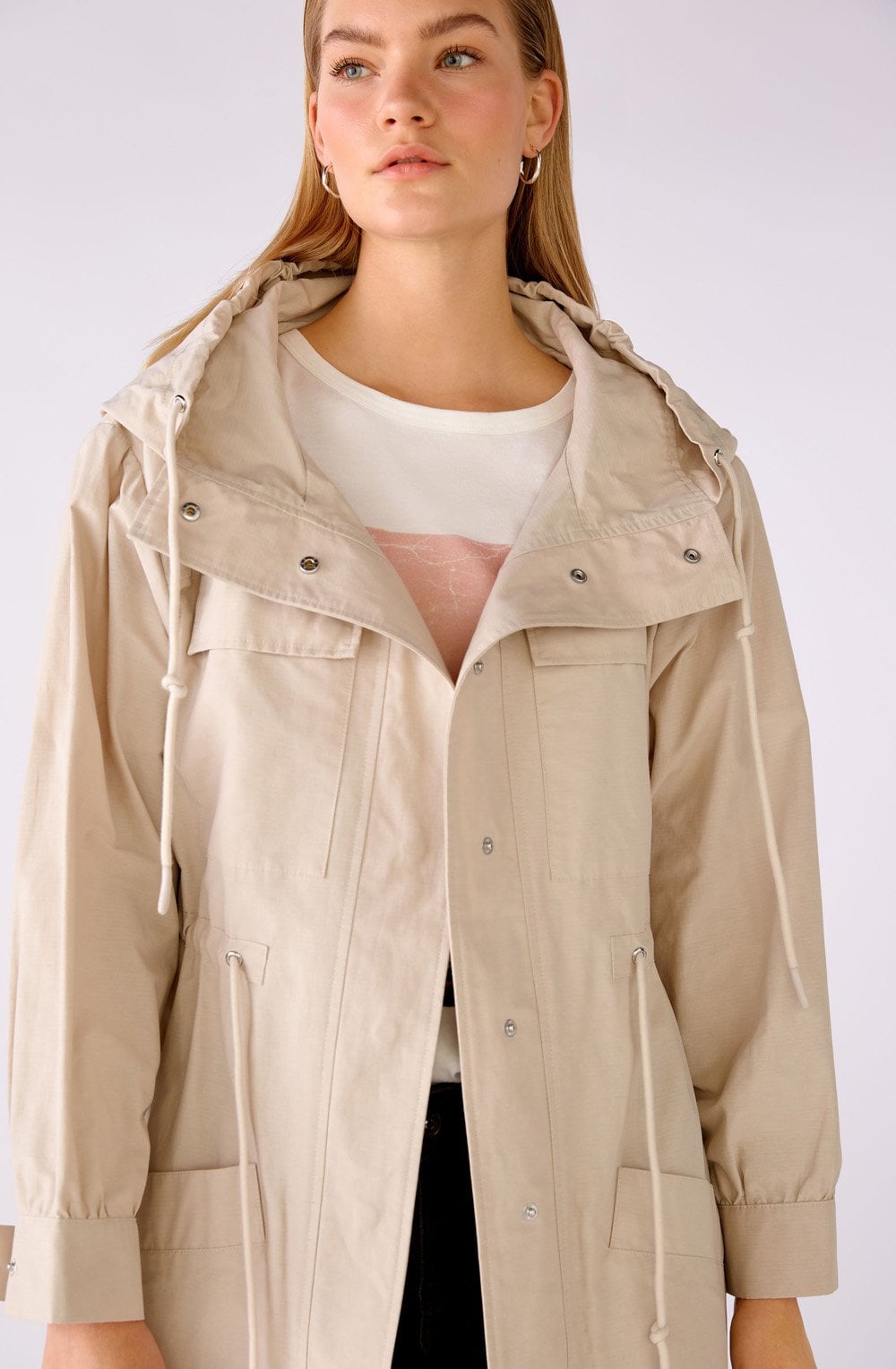 Oatmeal Hooded Mac Coat