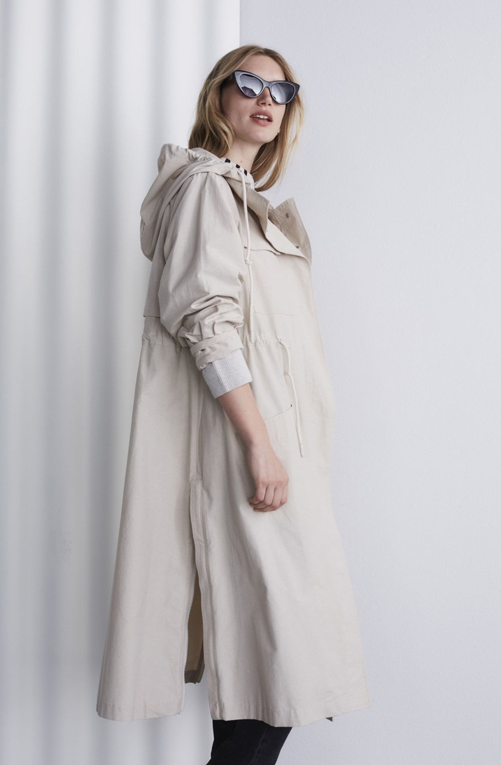 Oatmeal Hooded Mac Coat