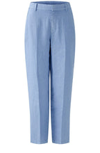 Ocean Blue Linen Tapered Trousers