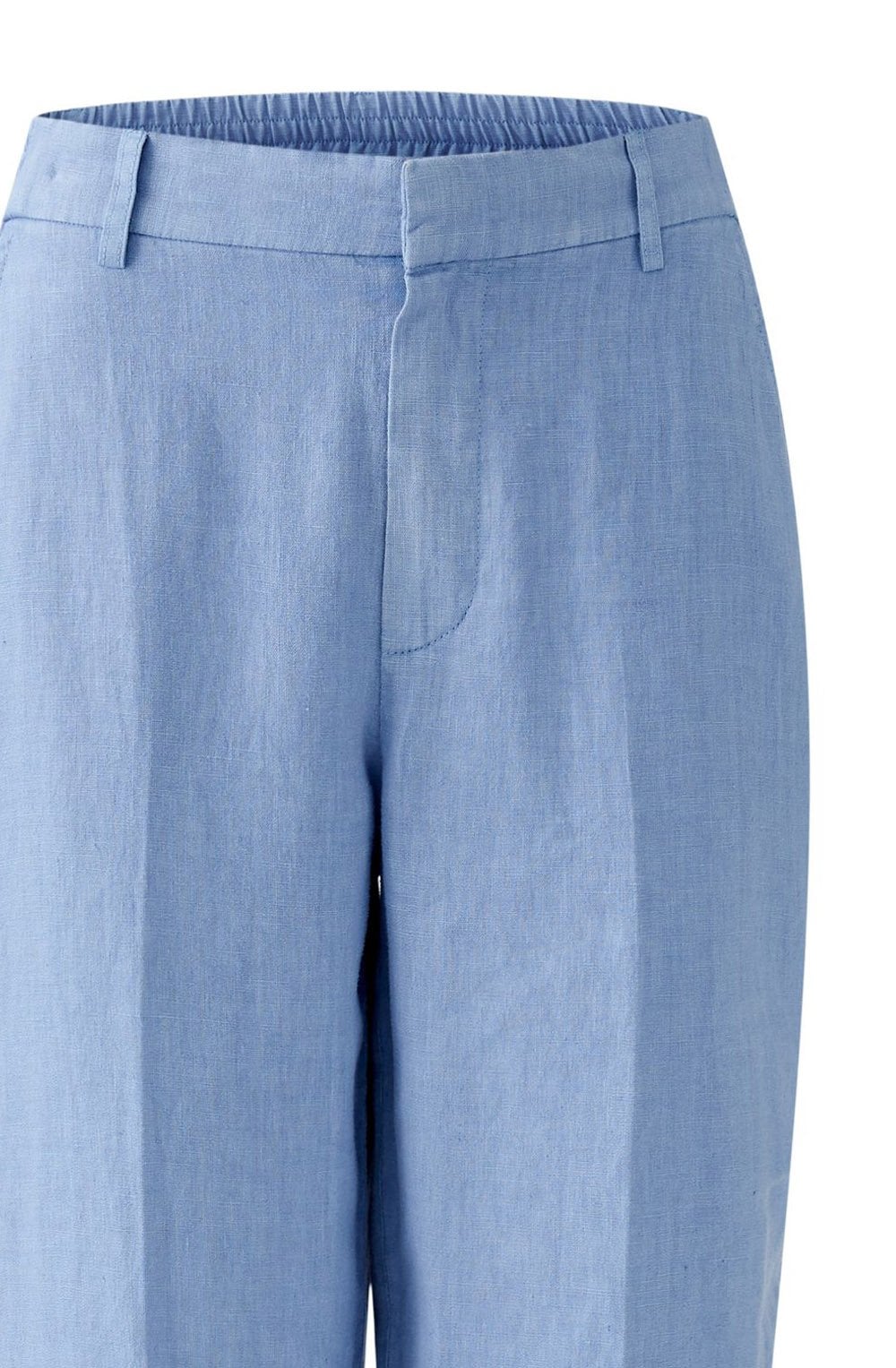 Ocean Blue Linen Tapered Trousers