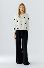 Off White and Black Appliquéd Polka Dot Jumper