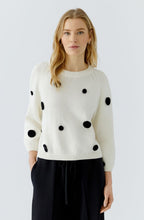 Off White and Black Appliquéd Polka Dot Jumper