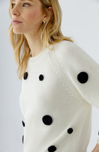 Off White and Black Appliquéd Polka Dot Jumper