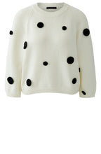 Off White and Black Appliquéd Polka Dot Jumper