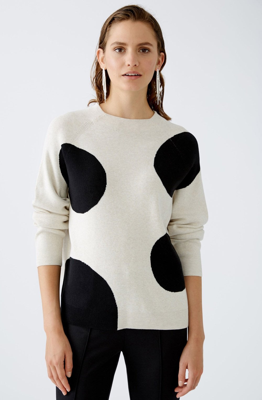 Off White and Black Large Polka Dot Jumper