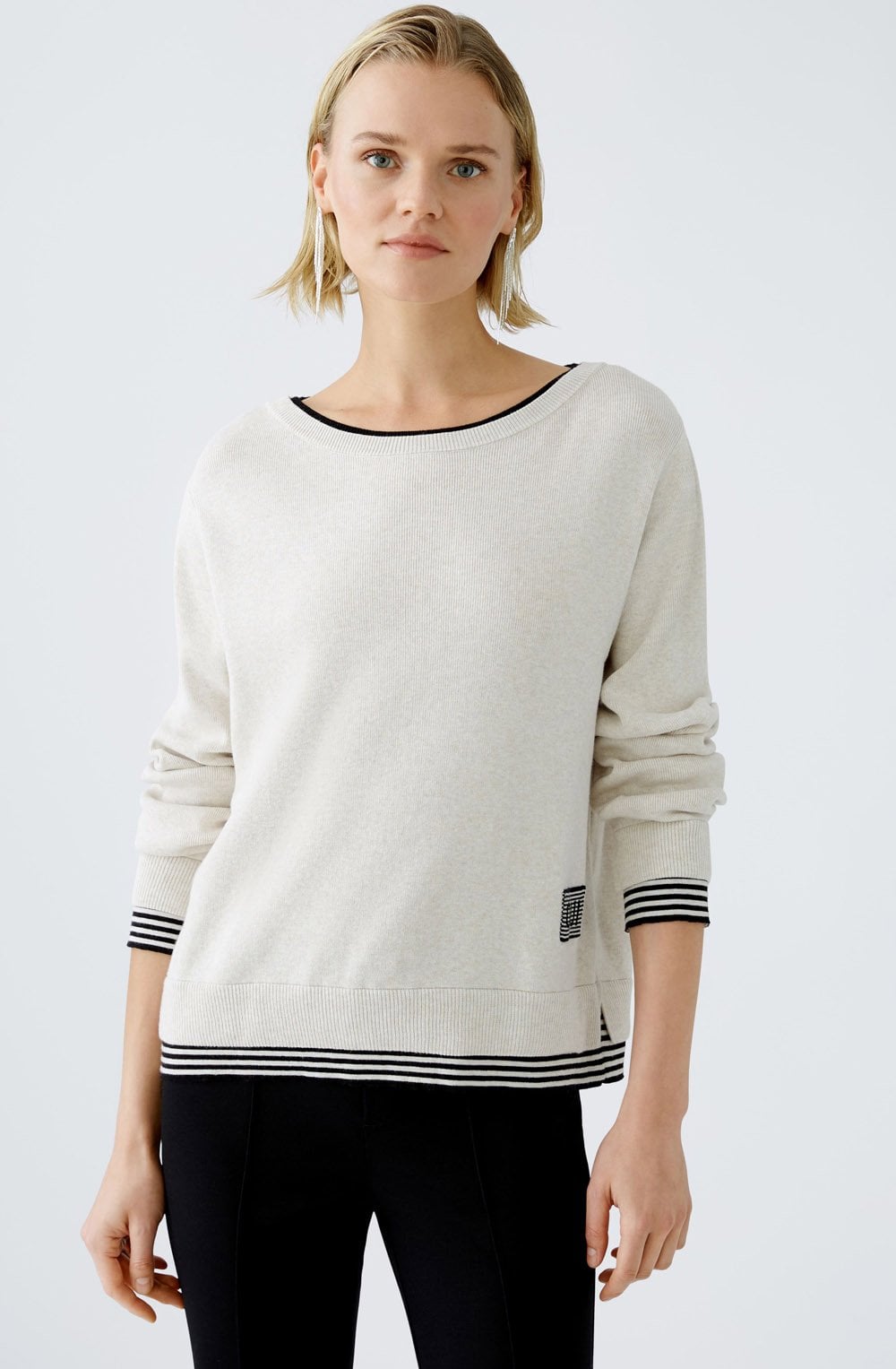 Off White and Black Layered Effect Jumper