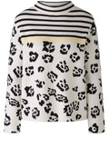 Off White and Black Patterned Jacquard Jumper