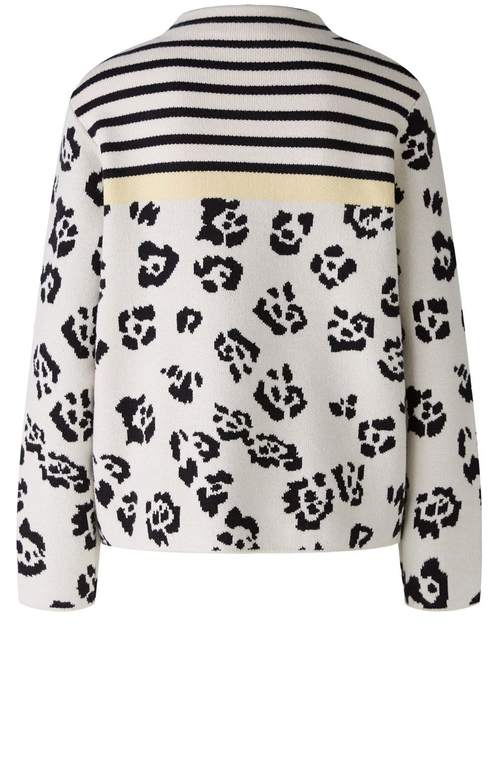 Off White and Black Patterned Jacquard Jumper