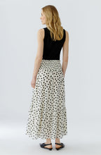 Off White and Black Polka Dot Tiered Maxi Skirt