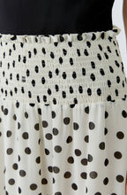 Off White and Black Polka Dot Tiered Maxi Skirt
