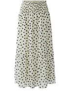Off White and Black Polka Dot Tiered Maxi Skirt