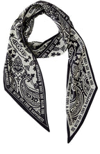 Off White and Black Silk Touch Slim Scarf