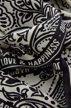 Off White and Black Silk Touch Slim Scarf