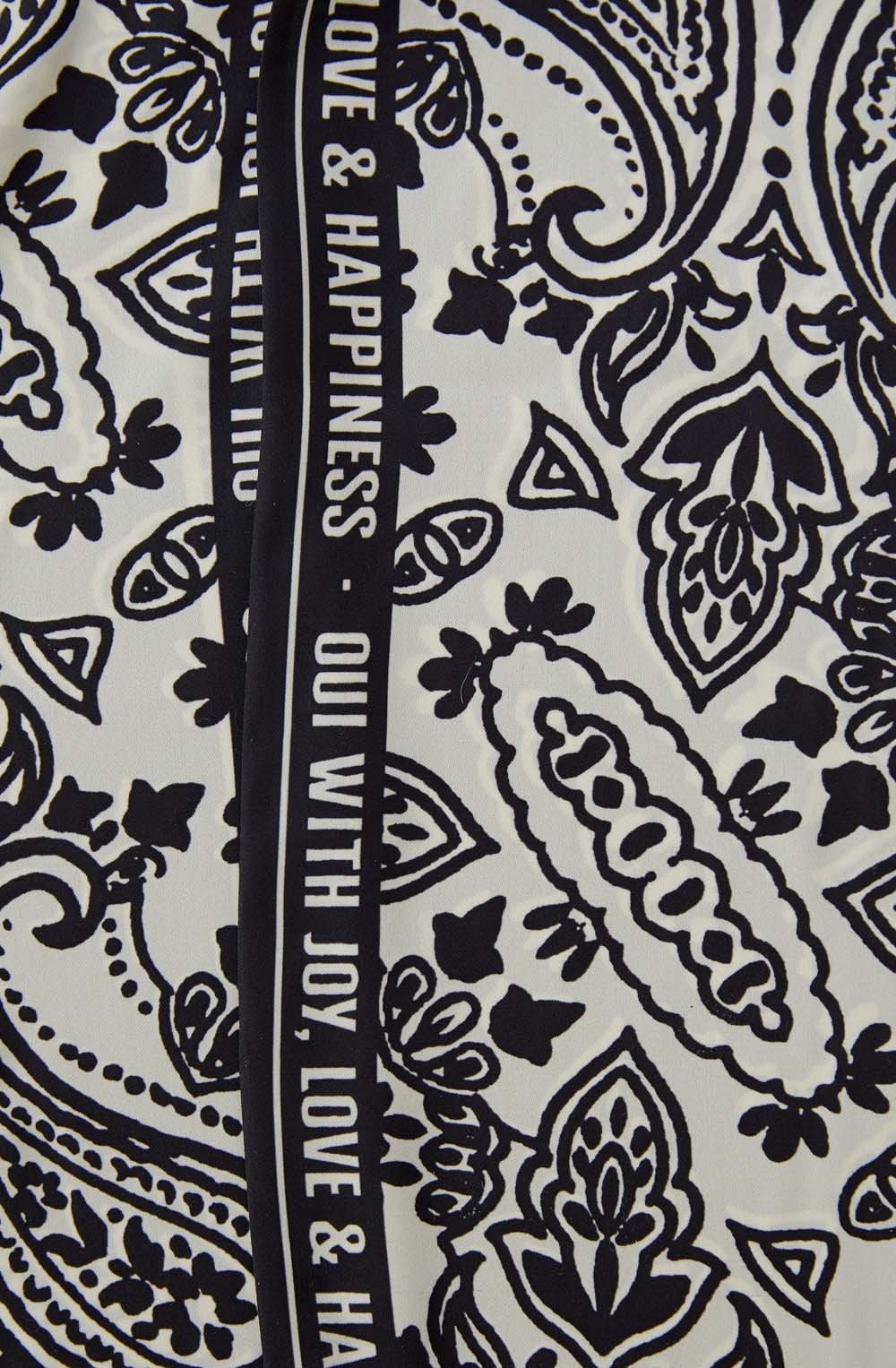 Off White and Black Silk Touch Slim Scarf