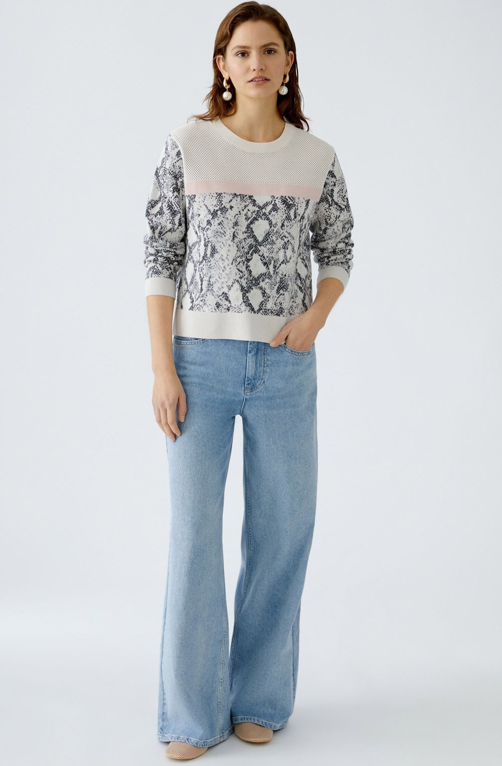 Off White and Black Snake Print Jumper