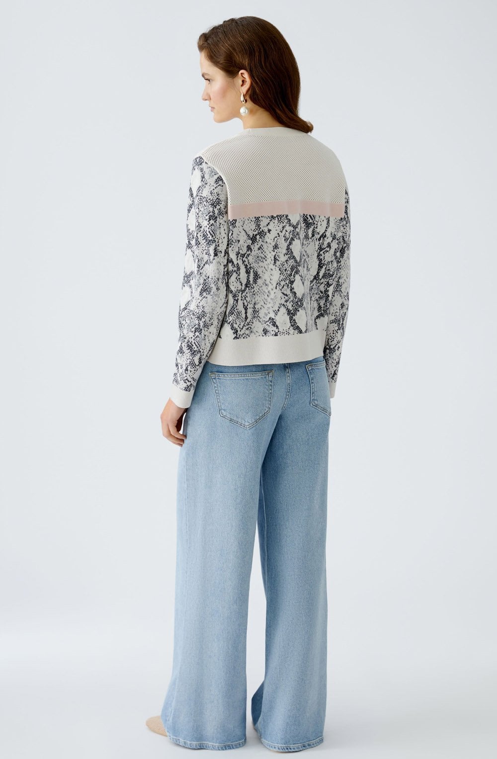 Off White and Black Snake Print Jumper
