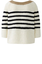 Off White and Black Striped Tape Yarn Pullover