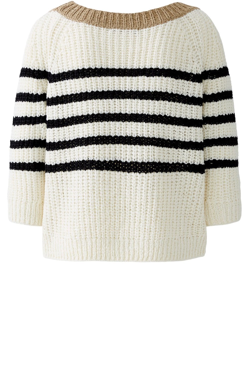 Off White and Black Striped Tape Yarn Pullover
