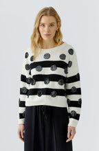 Off White and Black Stripes and Sequin Polka Dot Jumper