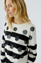 Off White and Black Stripes and Sequin Polka Dot Jumper