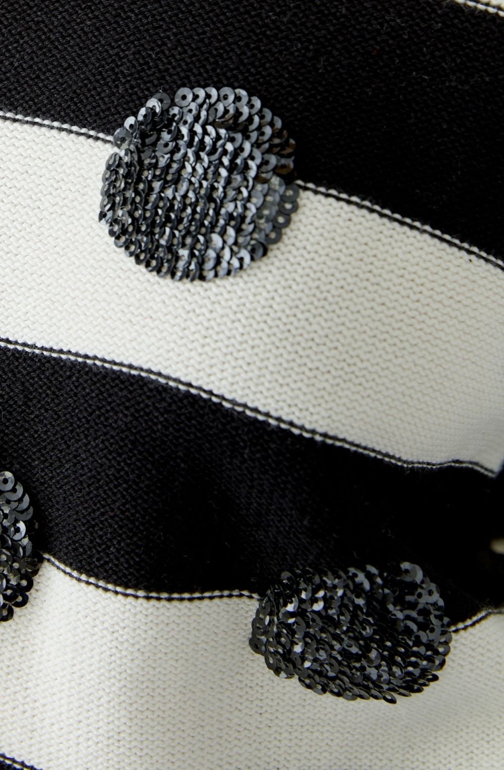 Off White and Black Stripes and Sequin Polka Dot Jumper