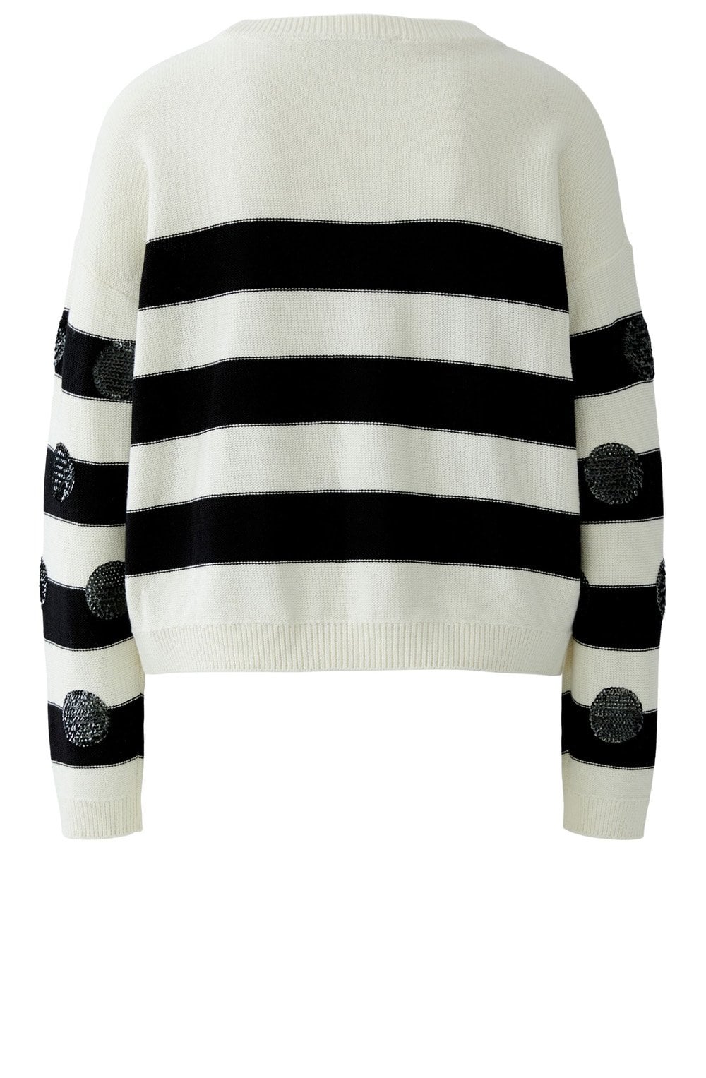 Off White and Black Stripes and Sequin Polka Dot Jumper