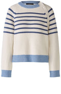 Off White and Blue Button Raglan Jumper