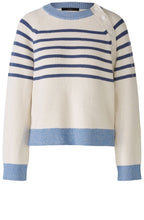 Off White and Blue Button Raglan Jumper