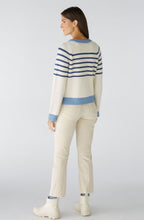 Off White and Blue Button Raglan Jumper
