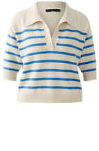 Off White and Blue Collared Jumper