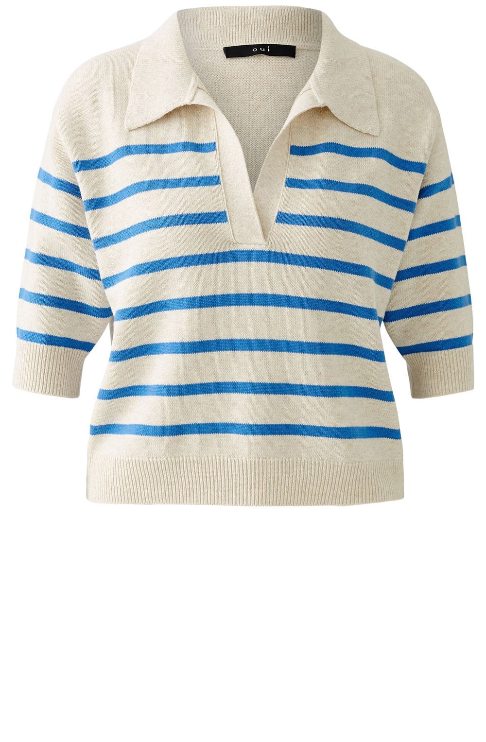 Off White and Blue Collared Jumper