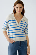 Off White and Blue Collared Jumper