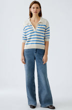 Off White and Blue Collared Jumper
