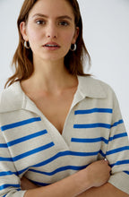 Off White and Blue Collared Jumper