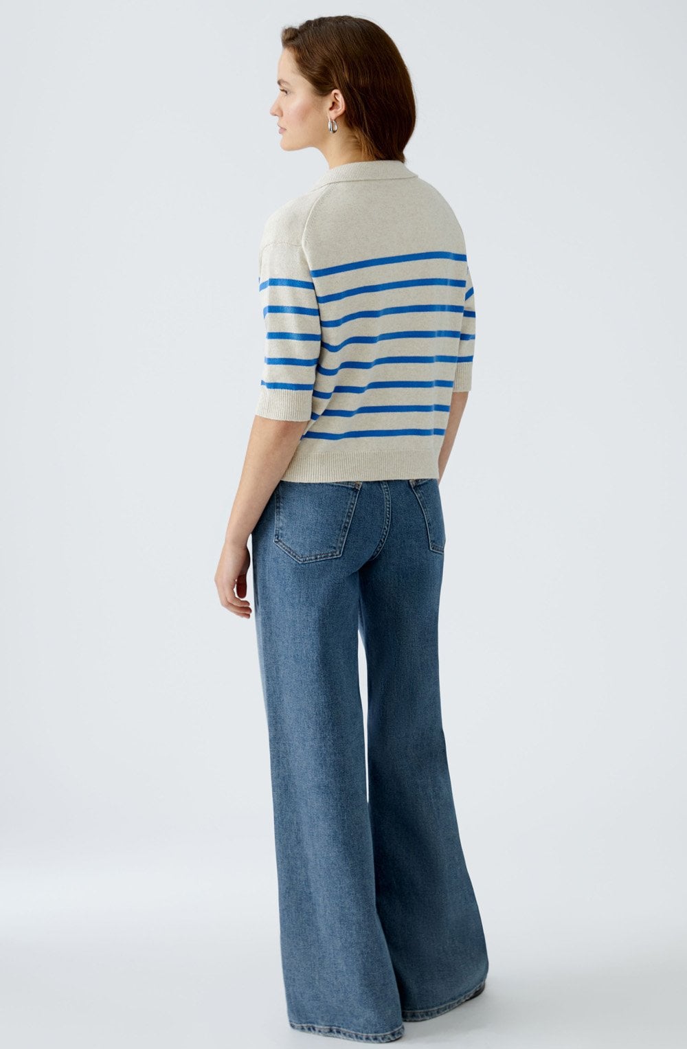 Off White and Blue Collared Jumper