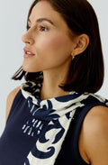 Off White and Blue Floral Print Luxury Jersey Scarf