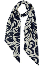 Off White and Blue Floral Print Luxury Jersey Scarf
